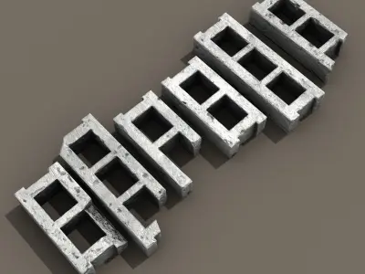 Cinder Block Set Low-poly 3D model