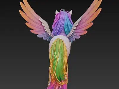 Unicorn Rainbow Realistic 3D Model Basic - Low Poly Realistic  Low-poly 3D model