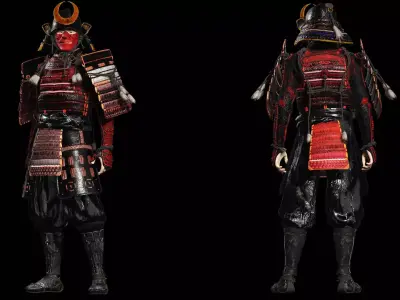 Realistic Samurai male Free low-poly 3D model