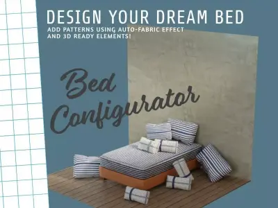 Easy Bed Configurator with separated parts Low-poly 3D model