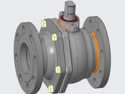 Stainless Steel Flange Ball Valve 3D model