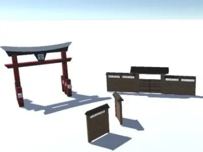 Japanese assets Free low-poly 3D model