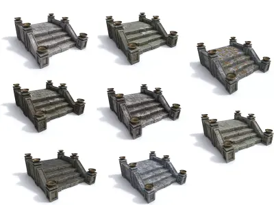 Stairs with fire Texture Pack 3D Model Collection