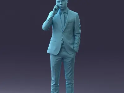 000182 Young Businessman on Phone 0911 3D model