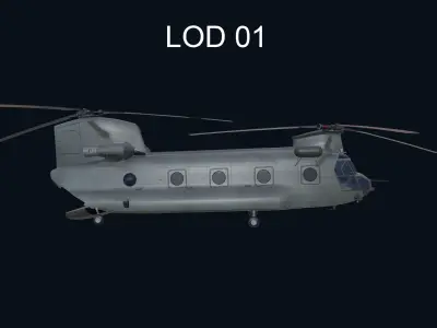 Asset - Army - Aircraft CH 47 Low-poly 3D model