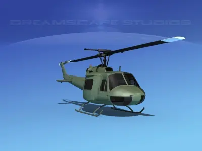 Bell UH-1B Iroquois Unmarked Military 3D model