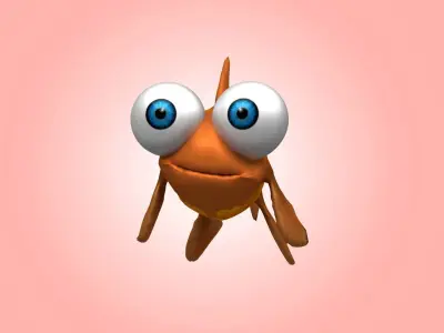 Cute Cartoon Goldfish 3D model