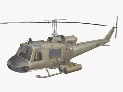 Bell UH-1C US Army Complex Animation Low-poly 3D model
