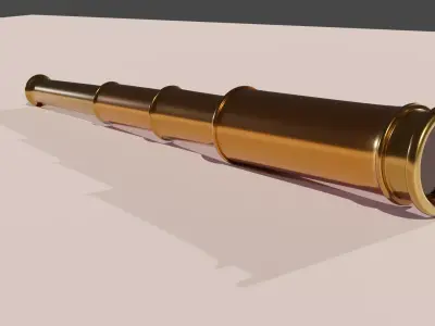 Spyglass gold telescope Free low-poly 3D model