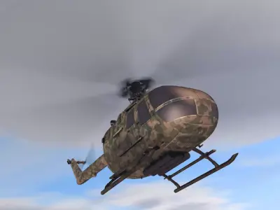 Low poly VR AR game ready military Helicopter  Low-poly 3D model