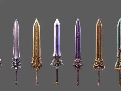 synthetic heavy sword Low-poly 3D model