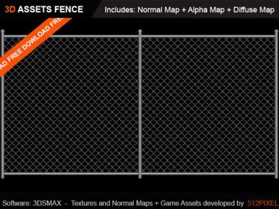 Fence Game Ready Asset  Low-poly 3D model