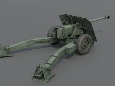 Ordnance QF 17-Pounder Anti-Tank Gun Low-poly 3D model