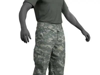 ACU Army Combat Uniform  Pants and Tshirt - Marvelous Designer  3D model