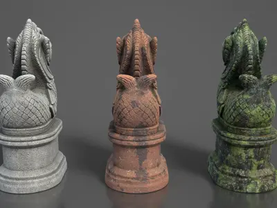 Ancient Khmer Statue 03-250522 Low-poly 3D model