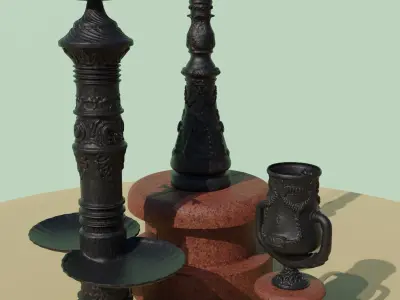 Casted urban furniture pack 3D model