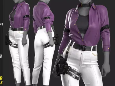 Girls Outfit 43 - Marvelous Designer 3D model