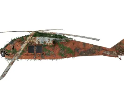 Damaged Rusted Helicopter 3D model