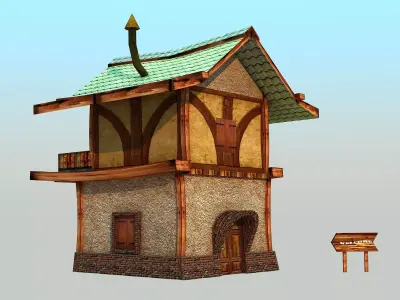 Medieval Little House Low-poly 3D model