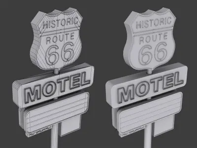 Historic Route 66 Motel Sign Low-poly 3D model