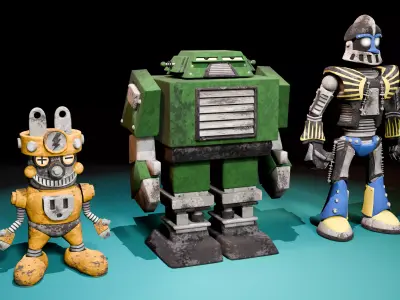 Retro Robot Pack Vol 1 - N64 GameCube Era Stylized Characters Low-poly 3D model