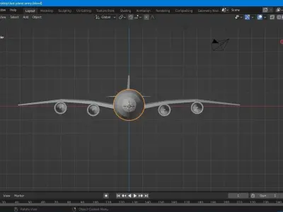 Aeroplan four engine air bus  Low-poly 3D model
