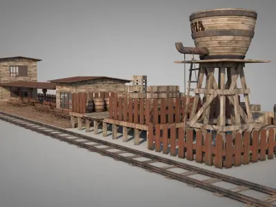 Yuma City Vintage Western Train Station 3D model