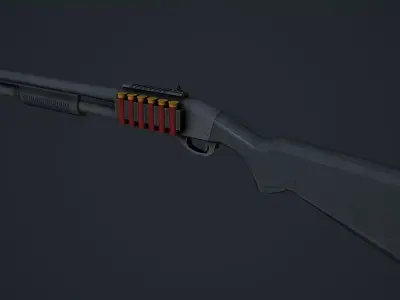 Remington 870 Low Poly Mobile Ready Low-poly 3D model