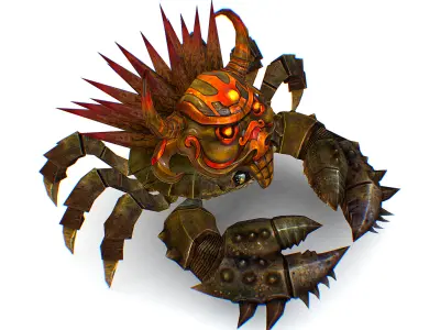 Brown Giant Crab Shell Crayfish Arthropods Sea Animal Low-poly 3D model