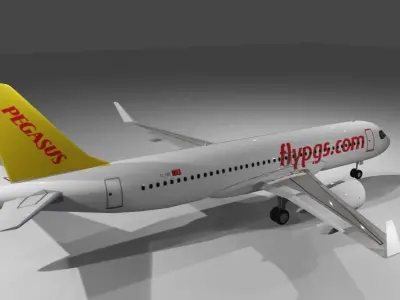 Pegasus airlines airbus a320neo low poly 3d model and cockpit Low-poly 3D model