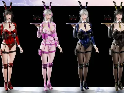 Girl Bunny Military Low-poly 3D model