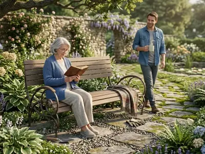 Vintage Curved Metal and Wood Garden Bench 3D model
