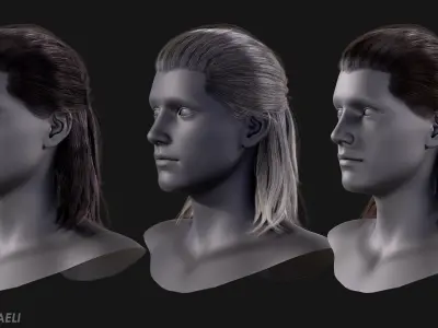 Real Time Hair Card Male Hairstyle part 04 Low-poly 3D model
