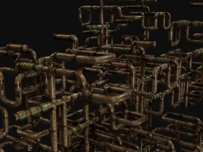 Lead Rusty Plumber Pipes Free low-poly 3D model