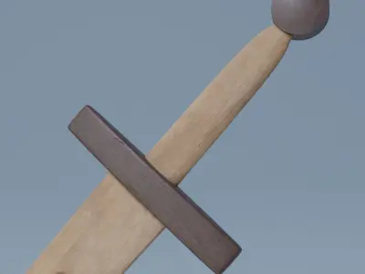 Wooden sword Free low-poly 3D model