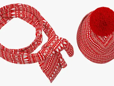 Christmas Hat with Scarf 3D model