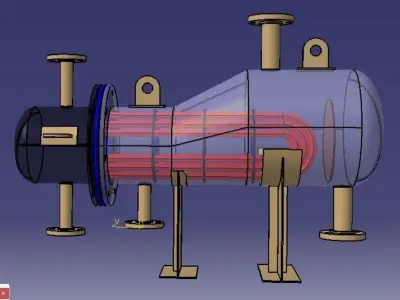 Kettle Type Heat Exchanger or Kettle Reboiler 3D model