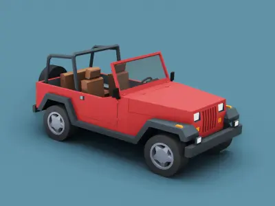 Stylized Cartoon American SUV 4x4 Jeep Low-poly 3D model