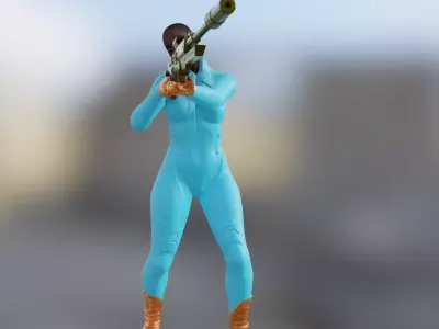 Sci-Fi Sniper Woman  3D print model
