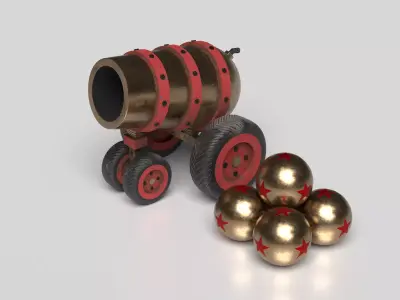 Mini Cannon - Bronze Low-poly 3D model