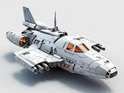 Scifi Fighter Spaceship 3D Model Low-poly 3D model