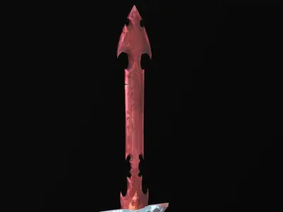 Bloody sword Hand painted Low-poly 3D model
