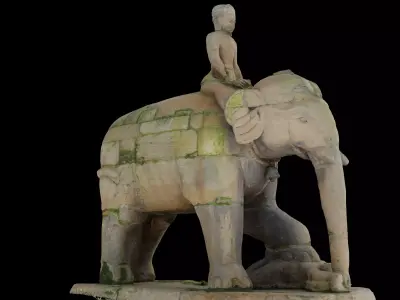 Ancient mounted elephant with 3 LOD - Nepal Heritage Low-poly 3D model