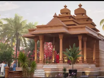 Indian Temple Model Package of 2 Temples with Garden Low-poly 3D model