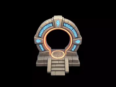 Low Poly Stylized PBR Ancient Sci-Fi Stargate Low-poly 3D model