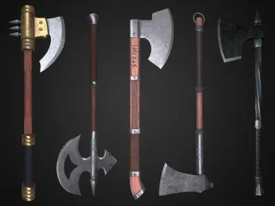 Medieval axes pack 3D Model Collection