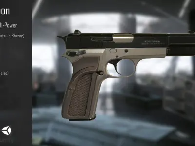 Browning PBR pistol Low-poly 3D model