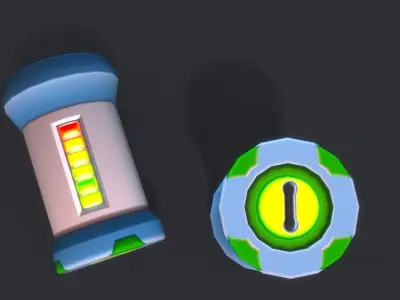 Battery with parametric  texture Low-poly 3D model
