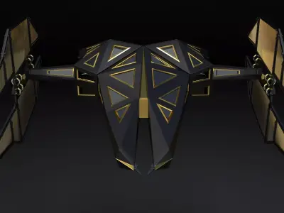 Futuristic Stealth Spacecraft Black Gold Sci-Fi Fighter 3D model