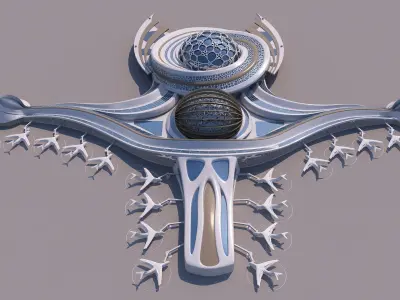 0303 - Airport Architecture Building - 2D Drawings - 3D Files 3D model